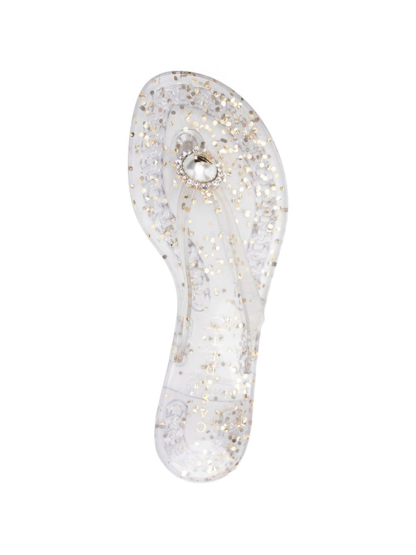 White Glitter Sandals 4