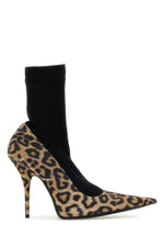 Leopard Print Suede Sock Pumps 1
