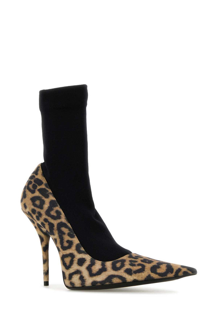 Leopard Print Suede Sock Pumps 2