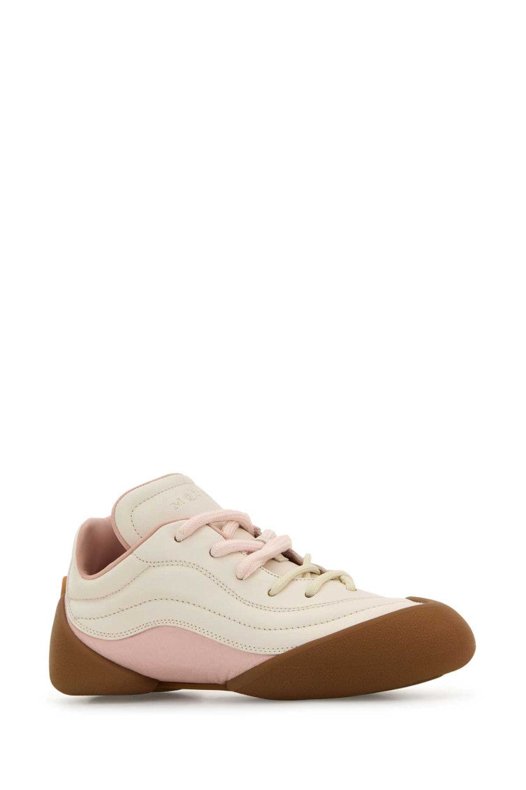 White Two-Tone Leather Sneakers 2