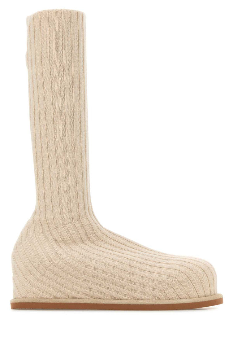 Beige Fabric Boots 1
