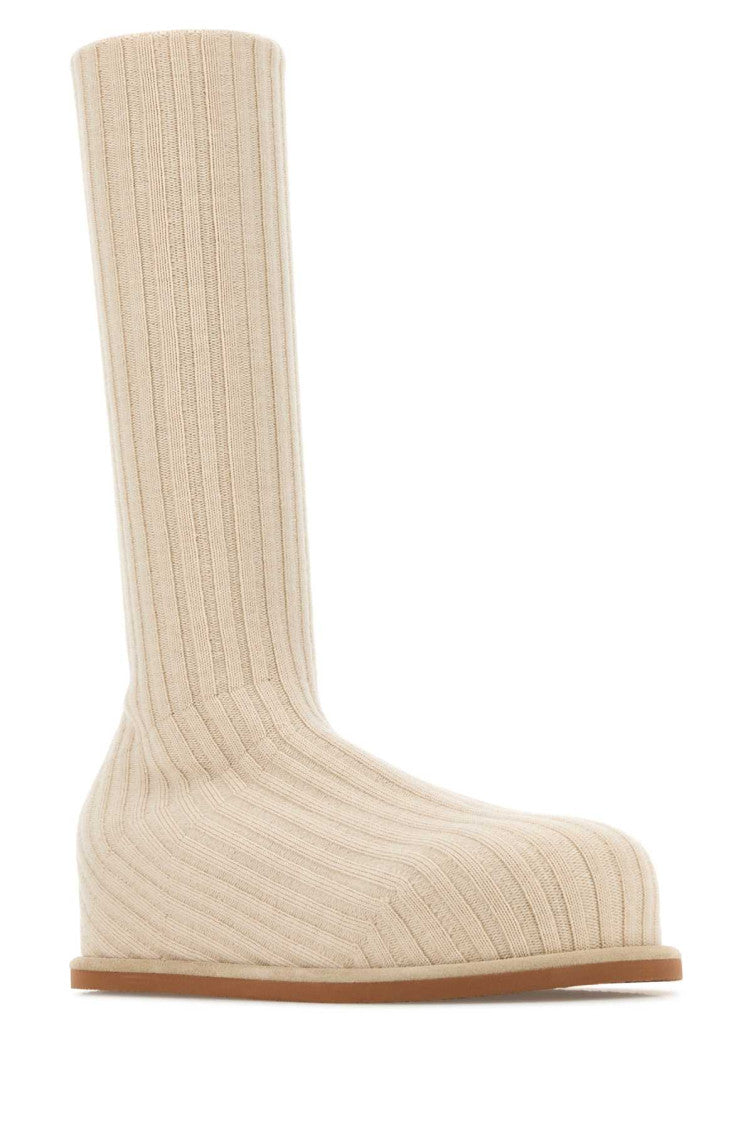 Beige Fabric Boots 2