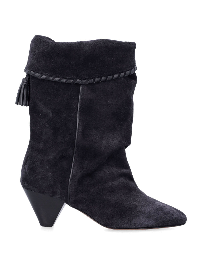Black Suede Pointed Toe Boots 1
