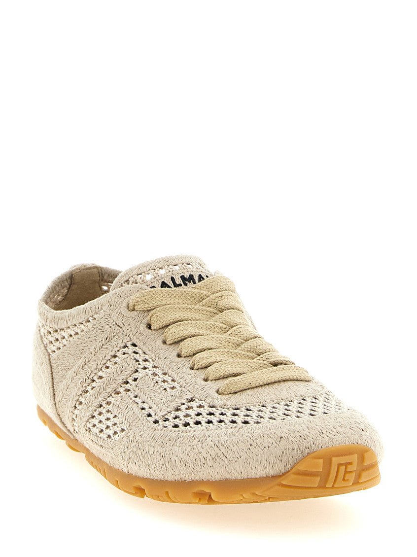 Beige Lace Up Sneakers 2