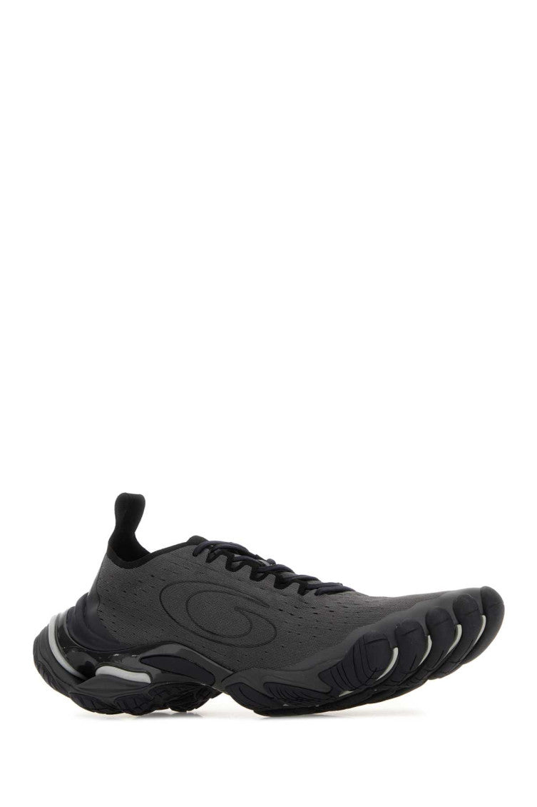 Dark Grey Solid Lace Up Sneakers 2