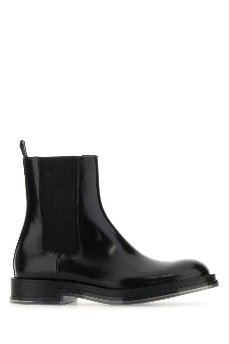 Black Leather Float Ankle Boots 1