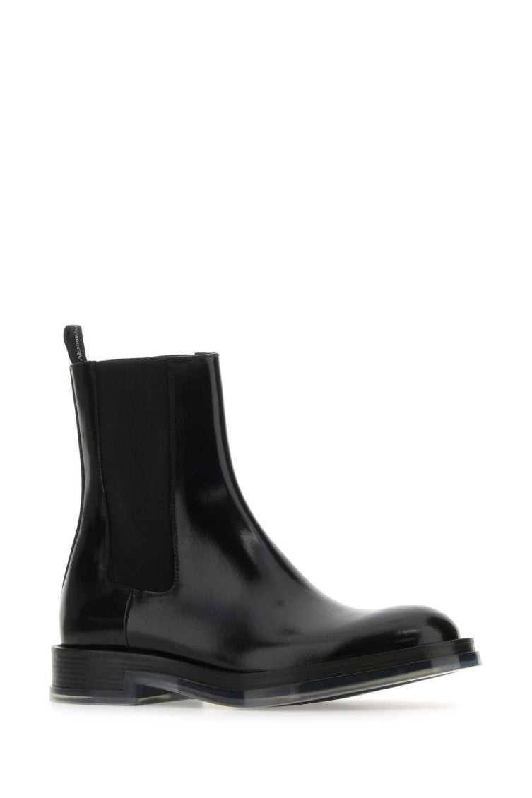 Black Leather Float Ankle Boots 2