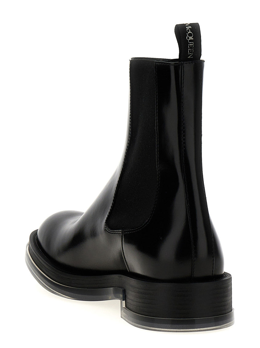 Black Leather Float Ankle Boots 3