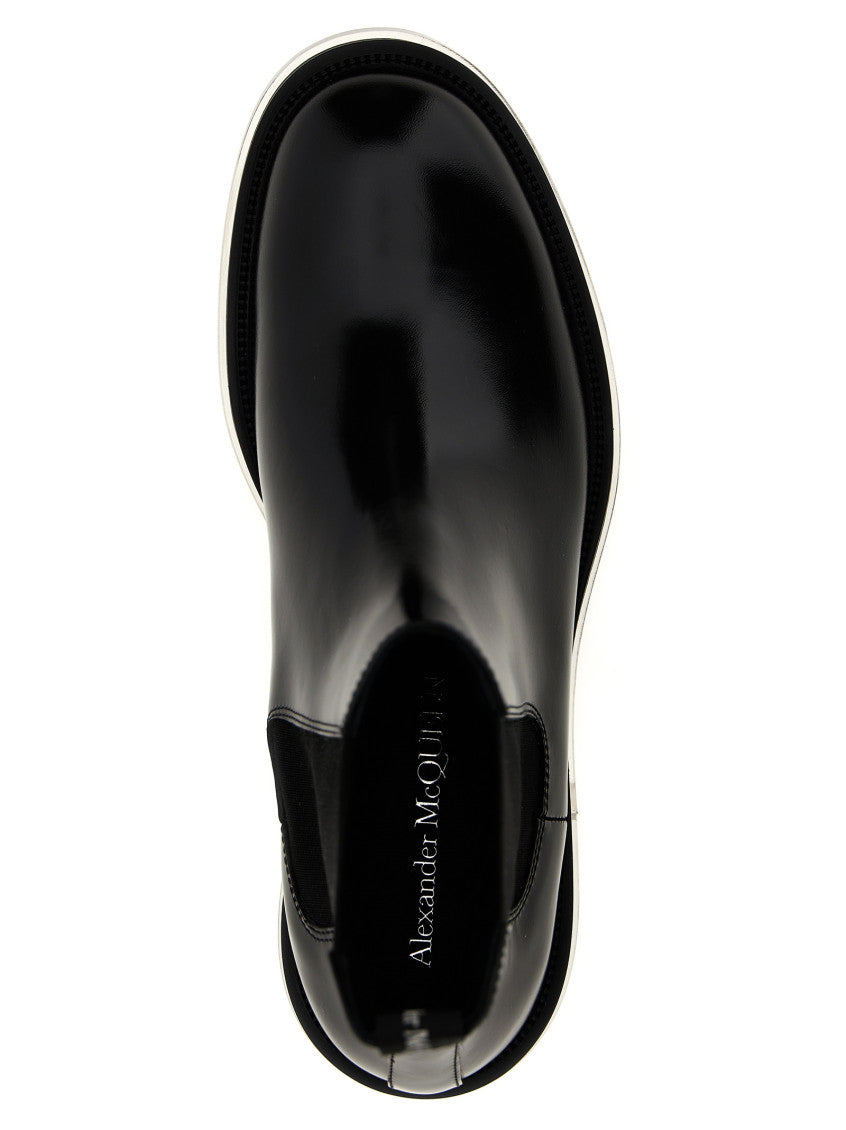Black Leather Float Ankle Boots 4
