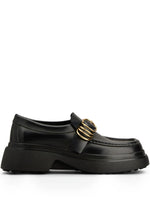 Black Leather Chunky Loafers 1
