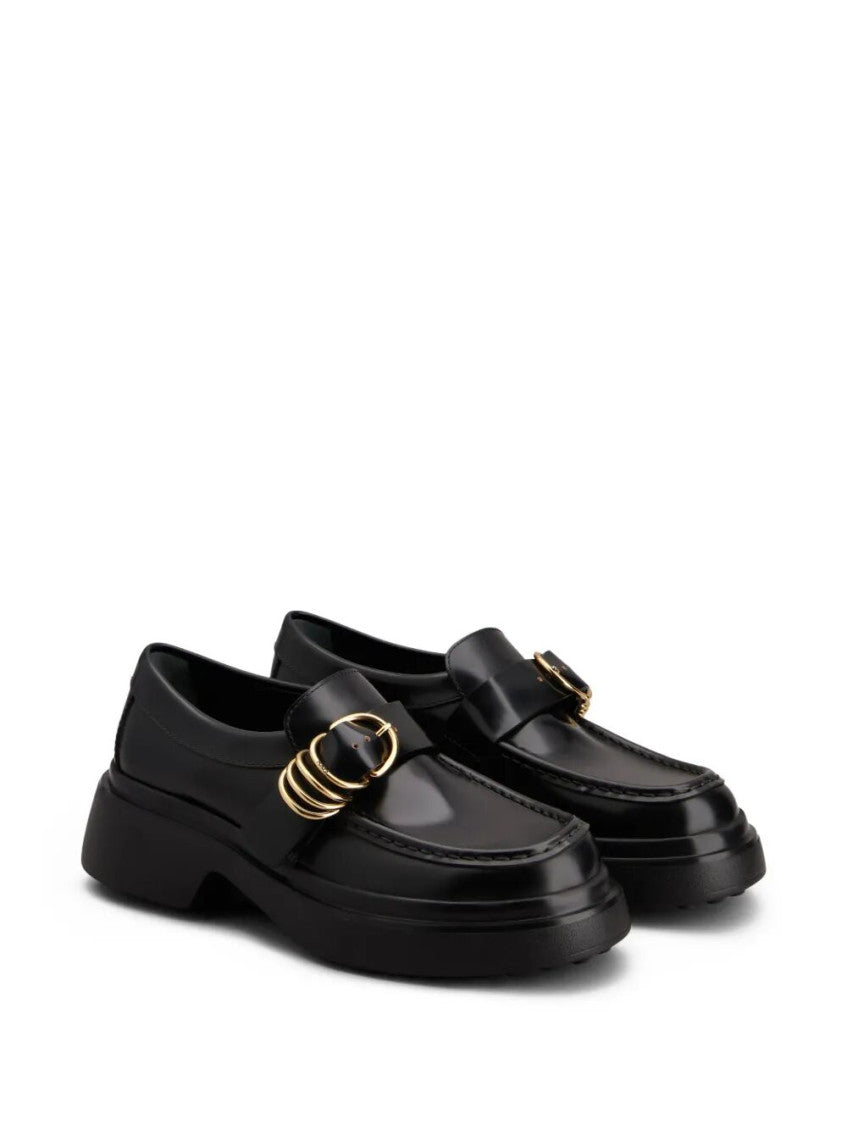 Black Leather Chunky Loafers 2