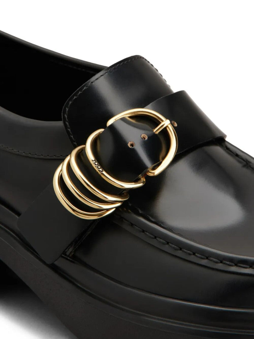 Black Leather Chunky Loafers 3