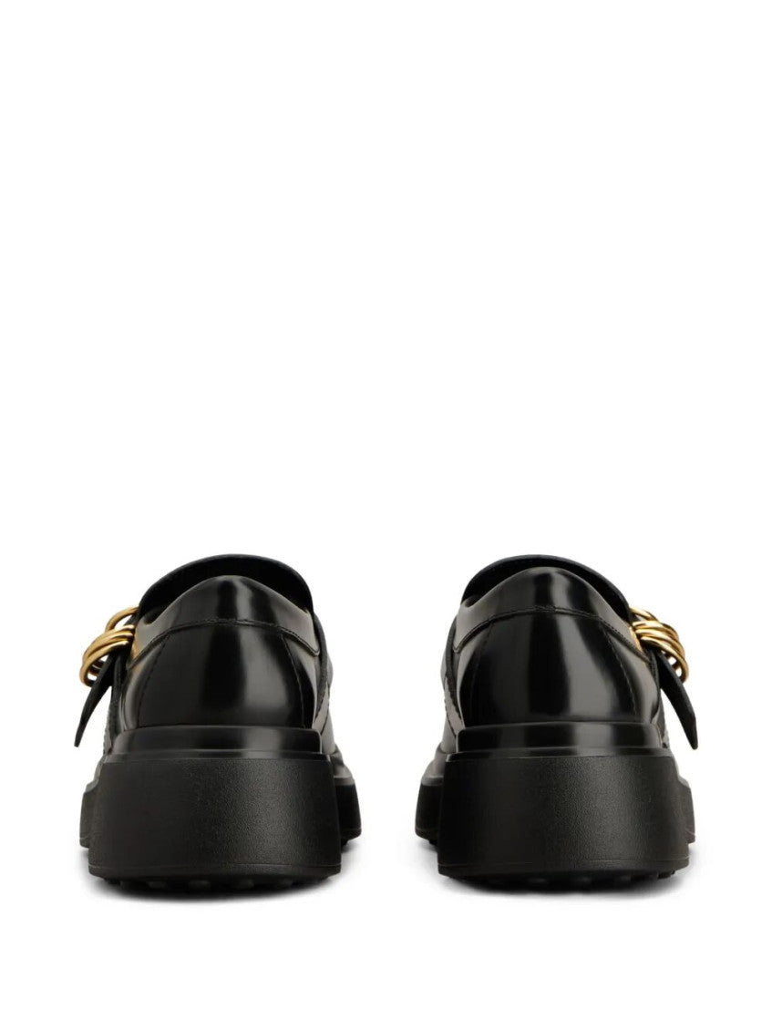 Black Leather Chunky Loafers 5