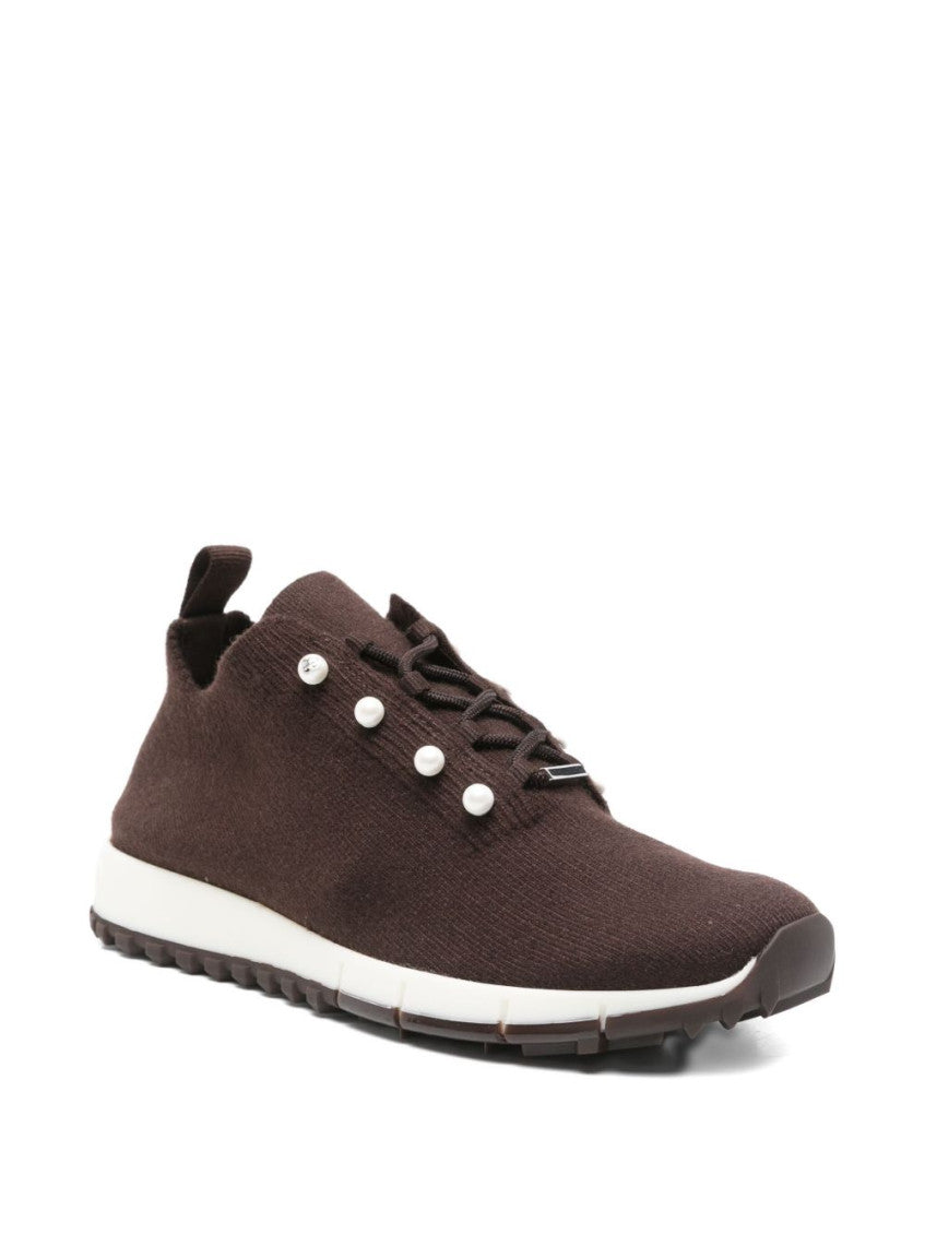 Brown Pearl Embellished Sneakers 2