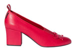 Red Leather Block Heels 1