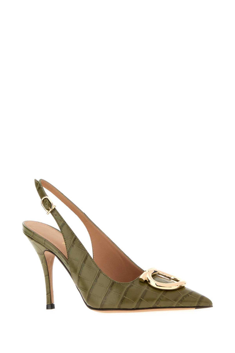 Olive Leather Sara Pumps 2