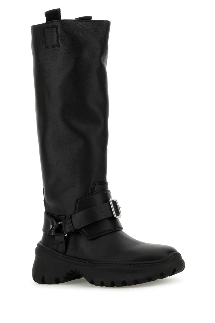 Black Leather Stomp Boots 2