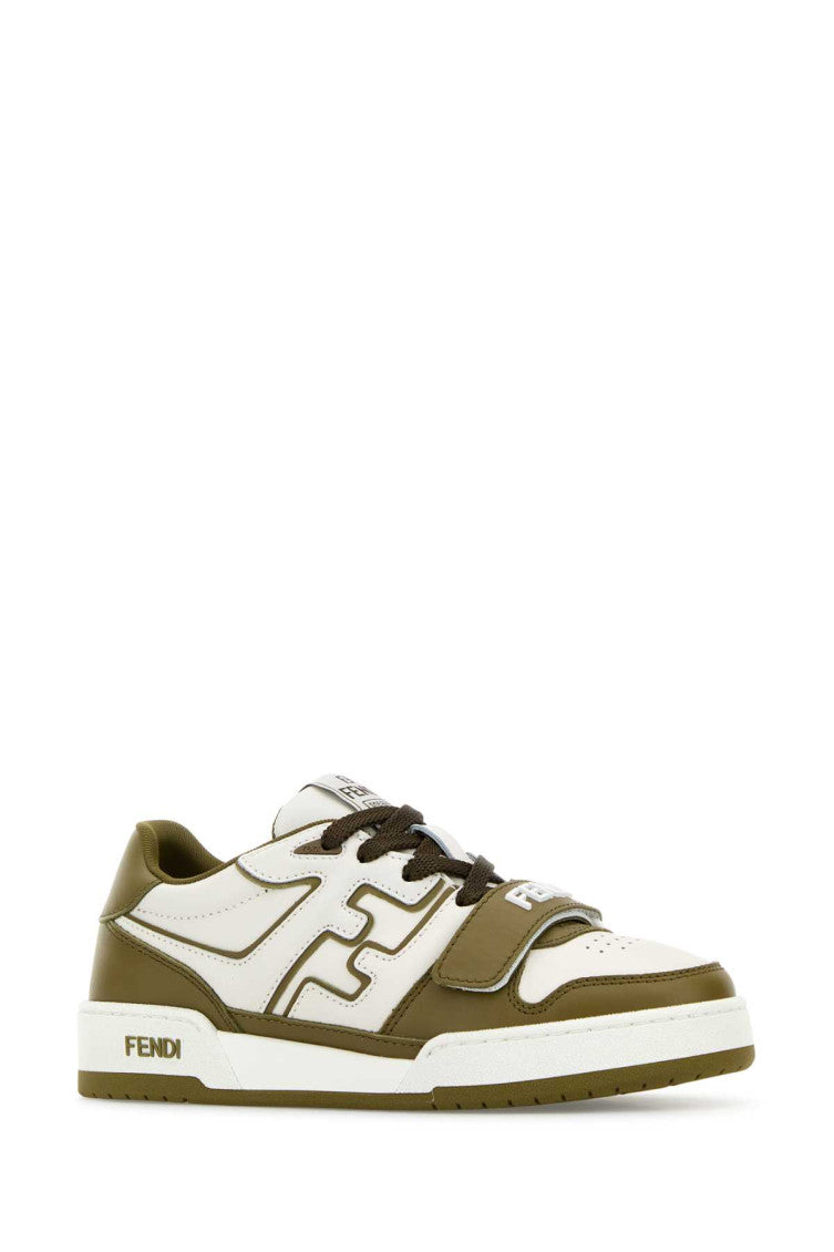 Green Match Leather Sneakers 2