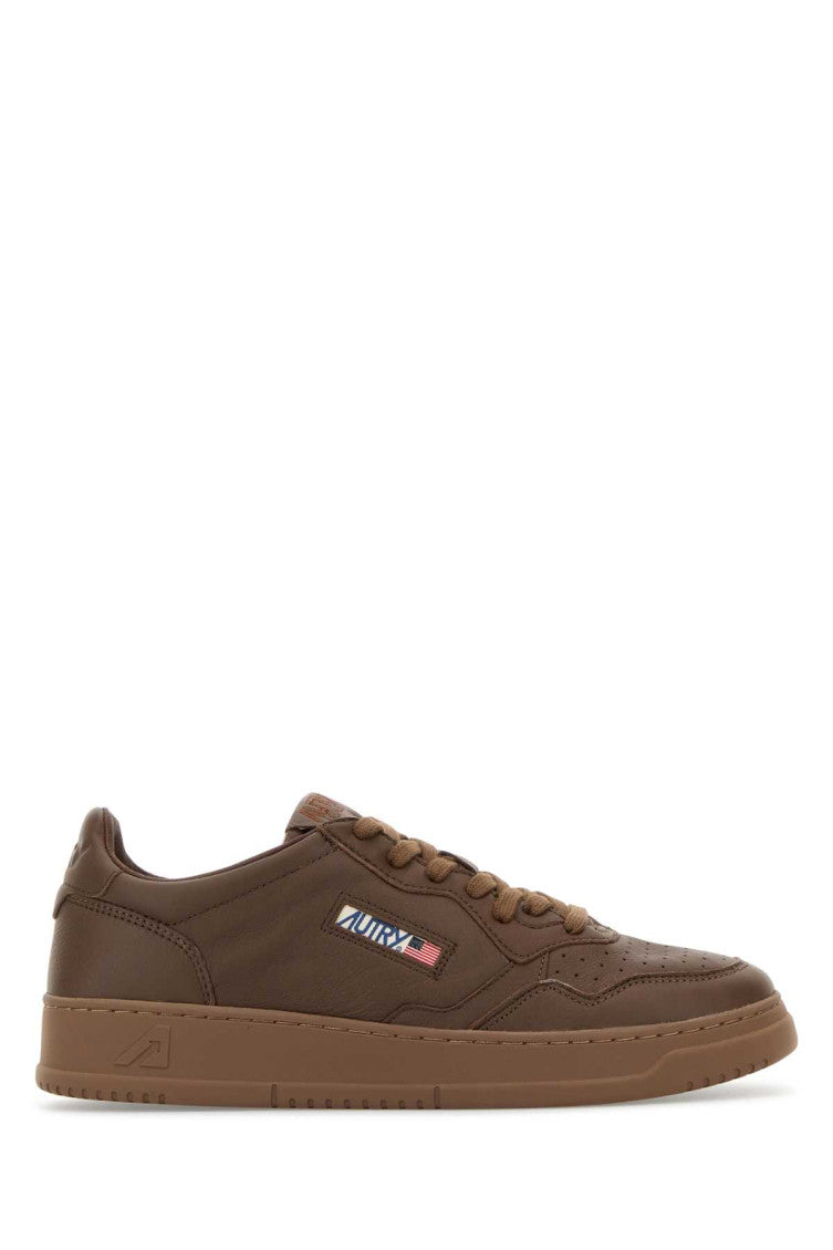 Dark Brown Leather Medalist Sneakers 1