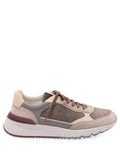 Beige Panelled Leather Sneakers 1