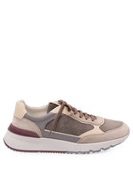 Beige Panelled Leather Sneakers 1