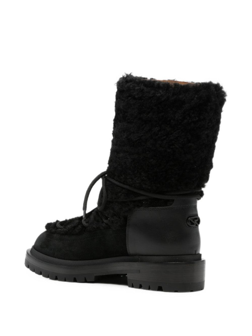 Black Textured Lace-up Boots 4