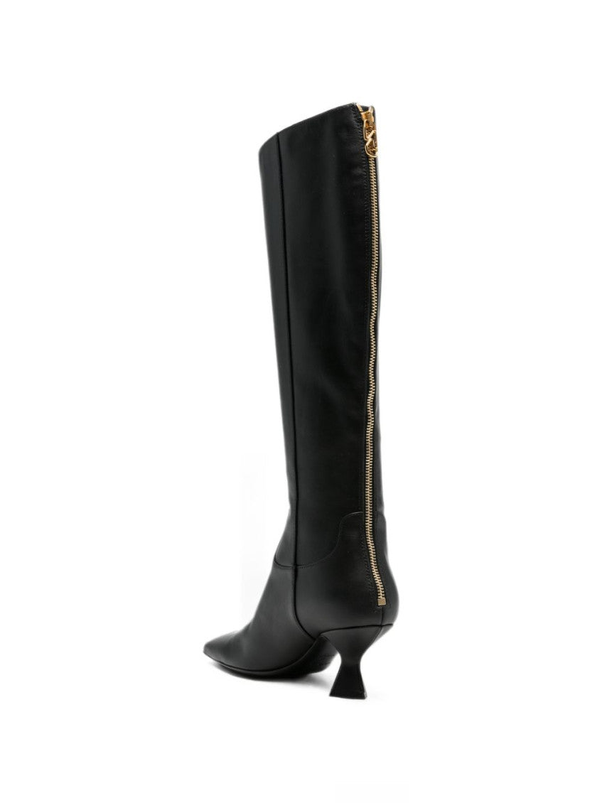 Black Leather Sculpt Boots 4