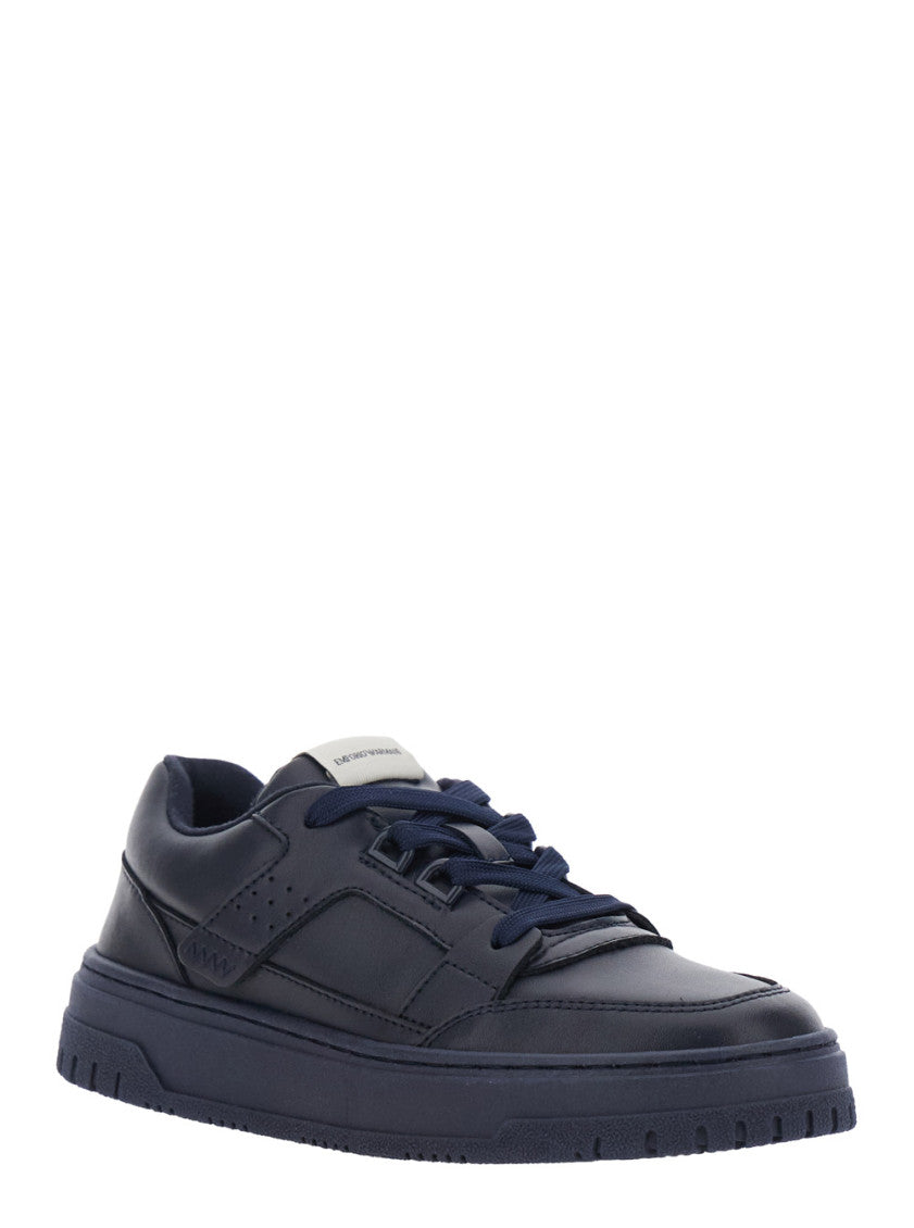 Boys Blue Leather Textured Sneakers 2
