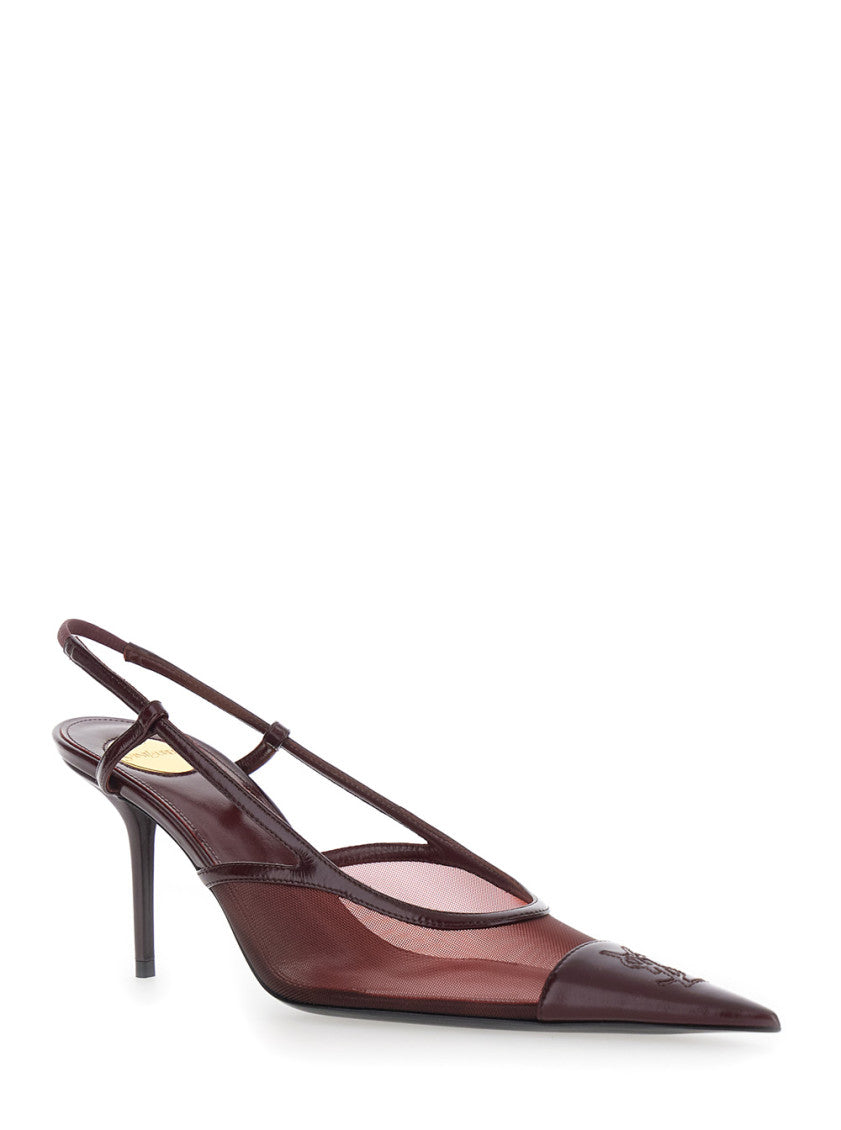 Bordeaux Mesh Slingback Pumps 2