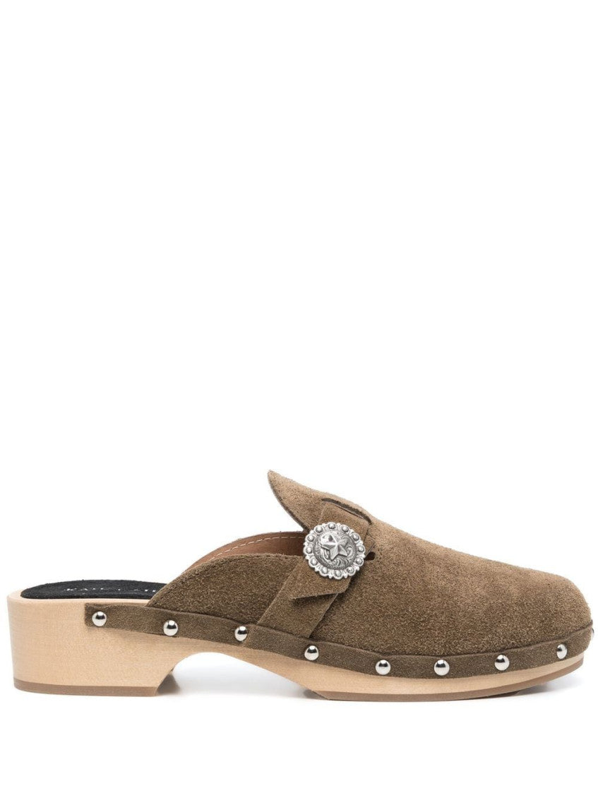 Khaki Allegra Suede Mules 1