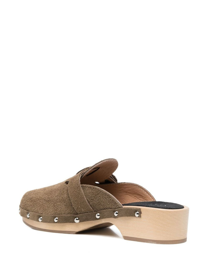 Khaki Allegra Suede Mules 4