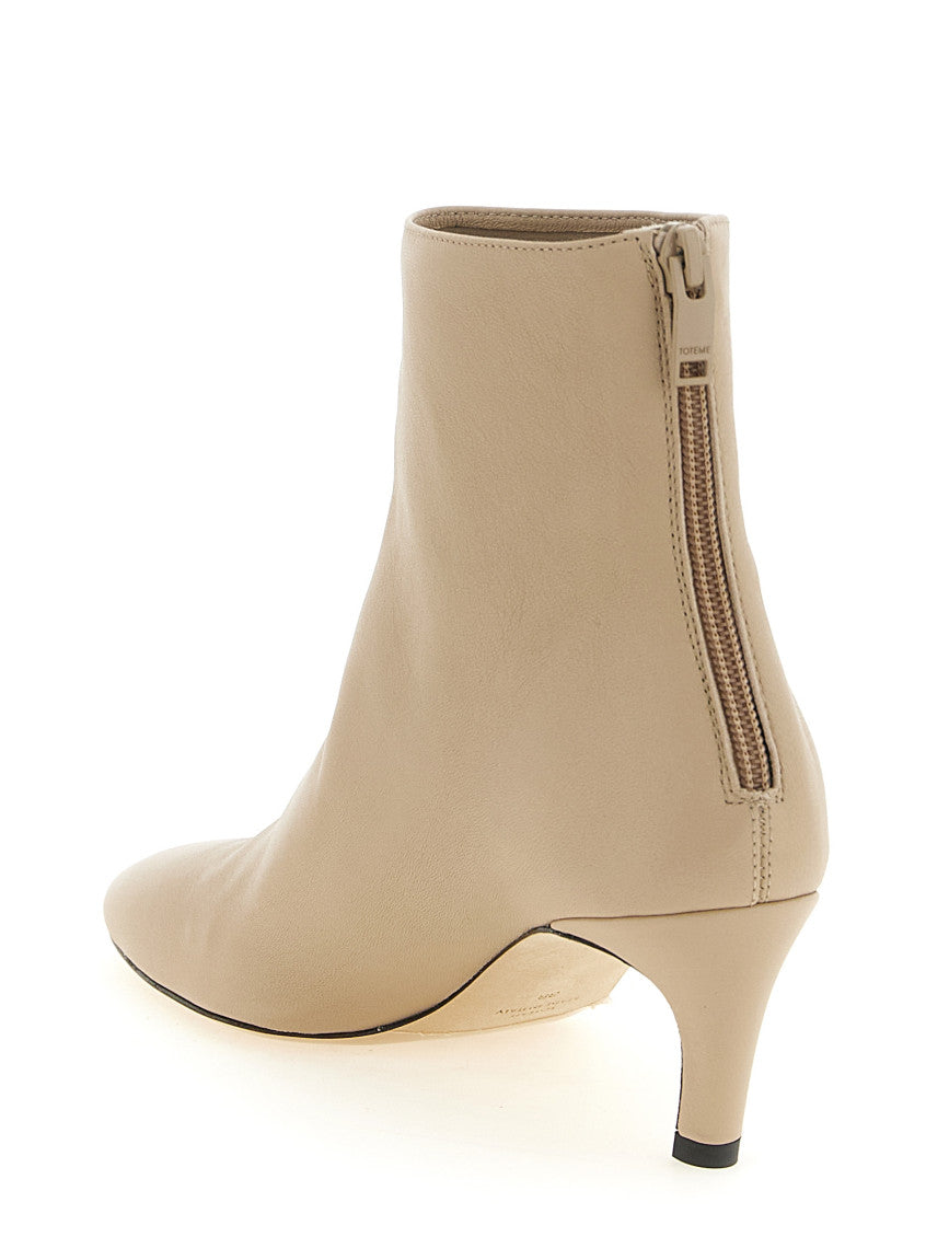 Beige Leather Ankle Boots 3