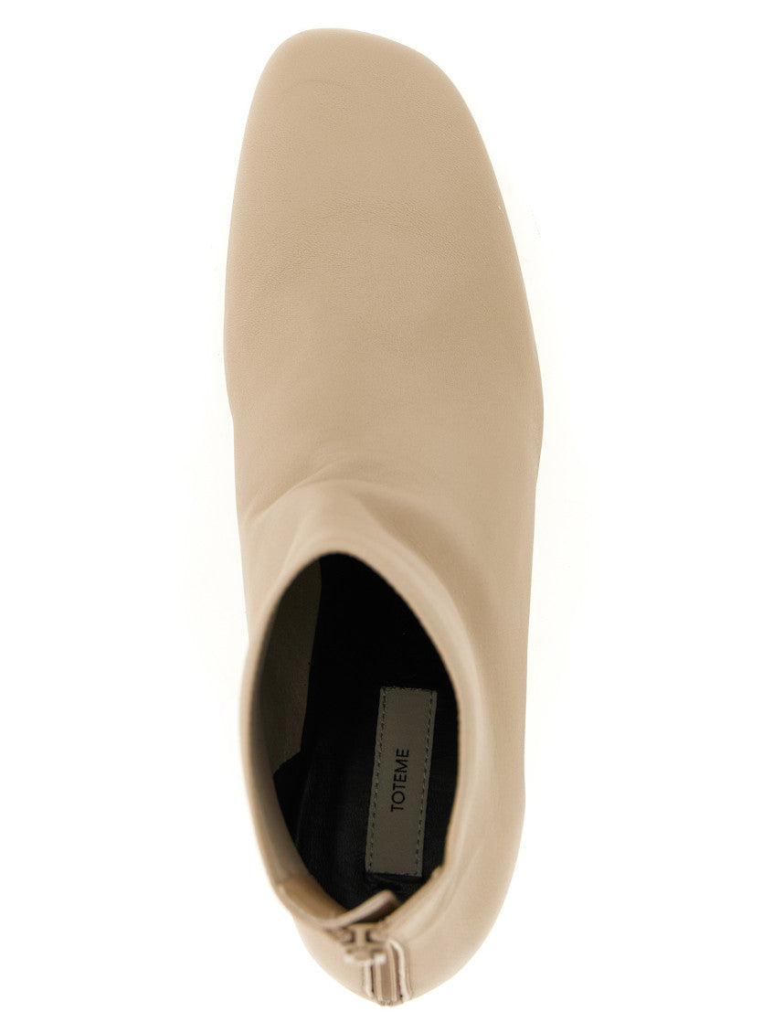 Beige Leather Ankle Boots 4