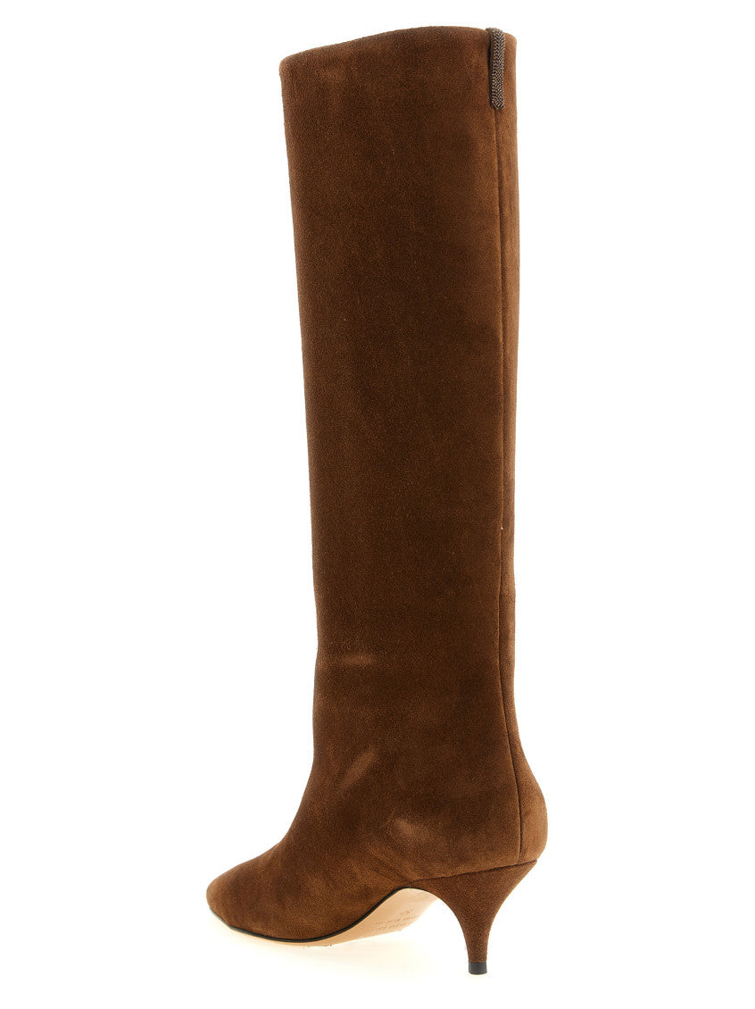 Brown High Suede Boots 3