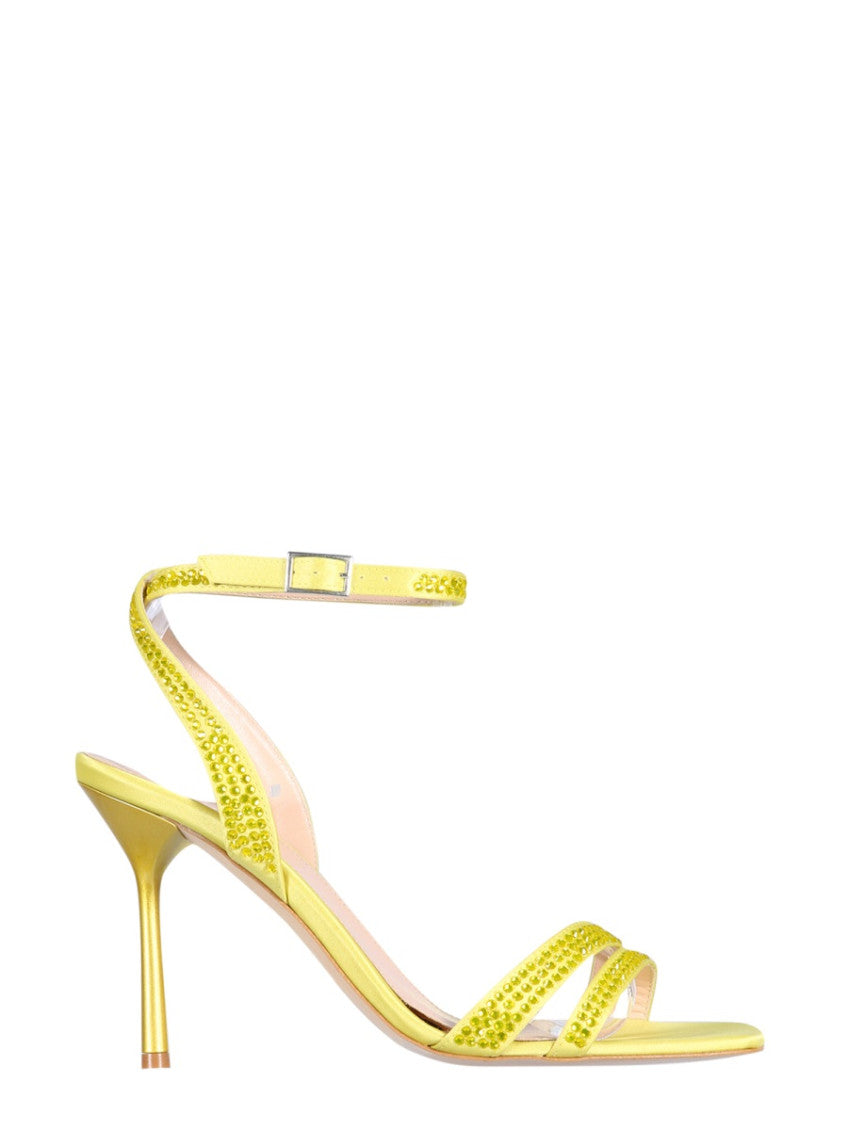 Yellow Embellished Camelia Heels 1