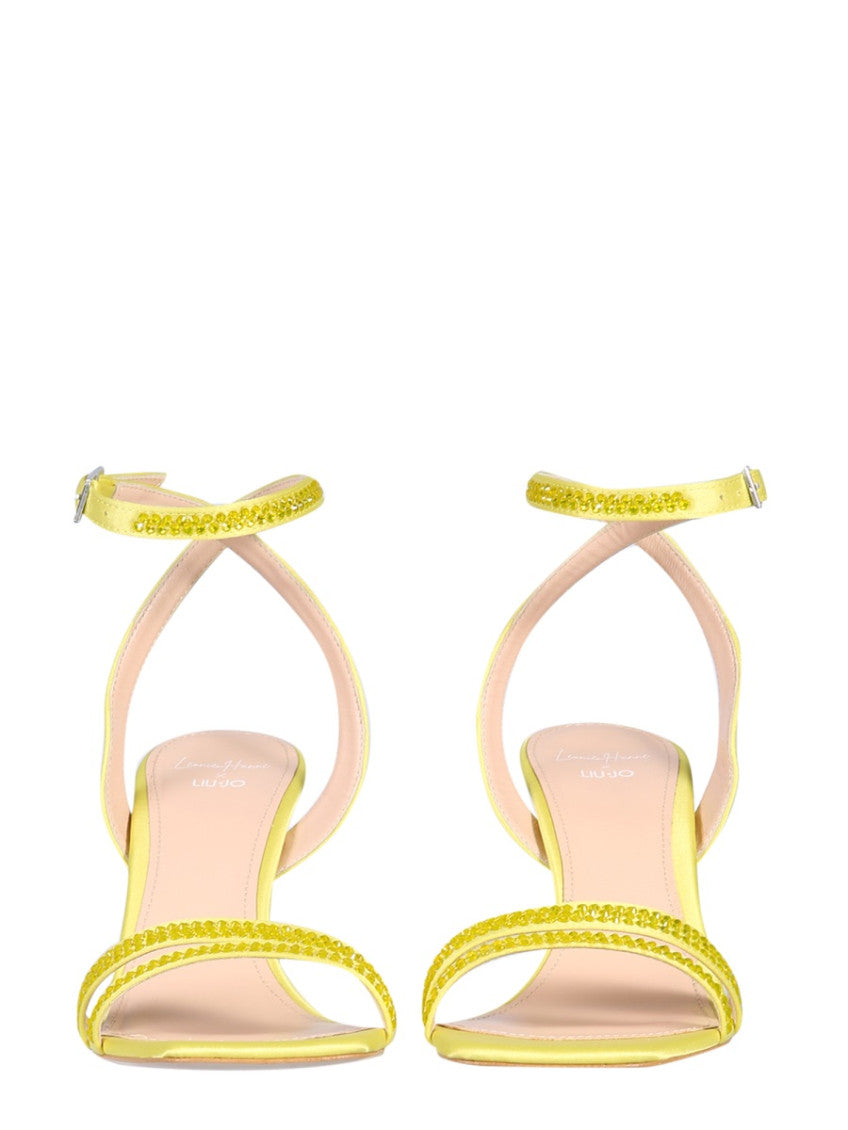 Yellow Embellished Camelia Heels 2
