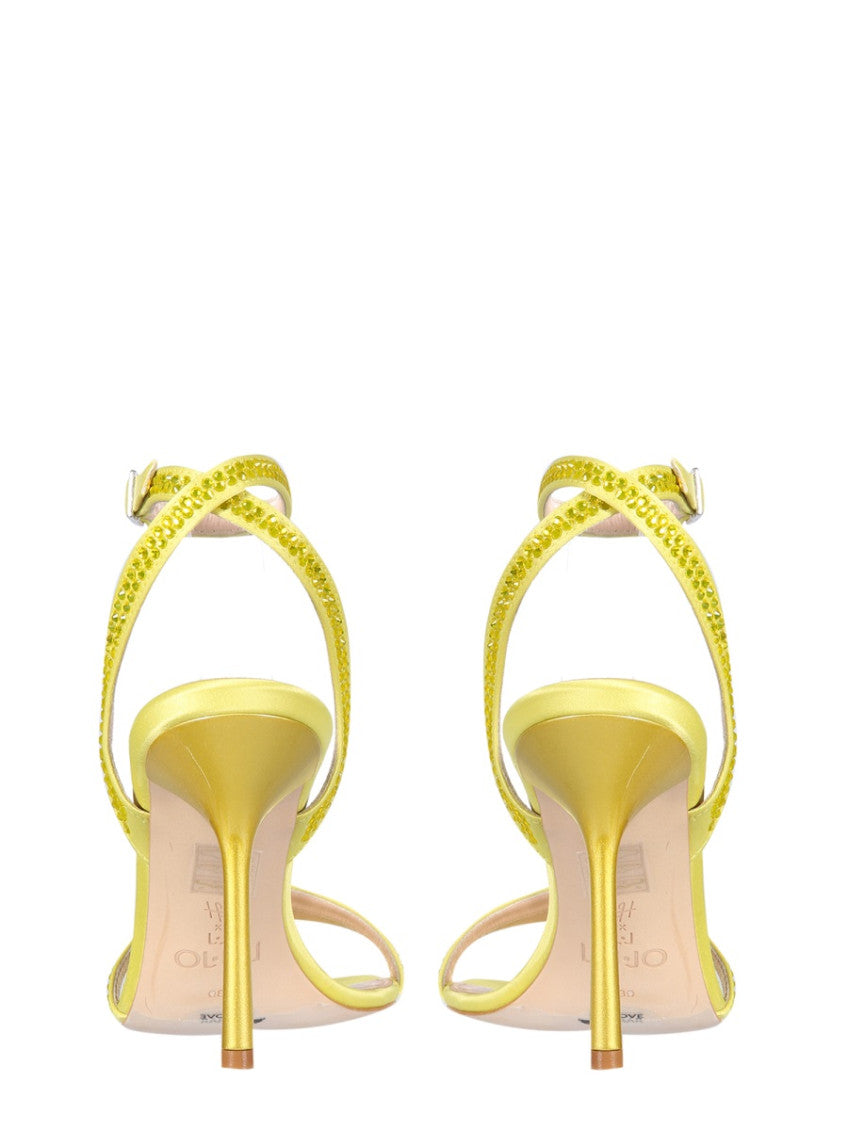 Yellow Embellished Camelia Heels 3