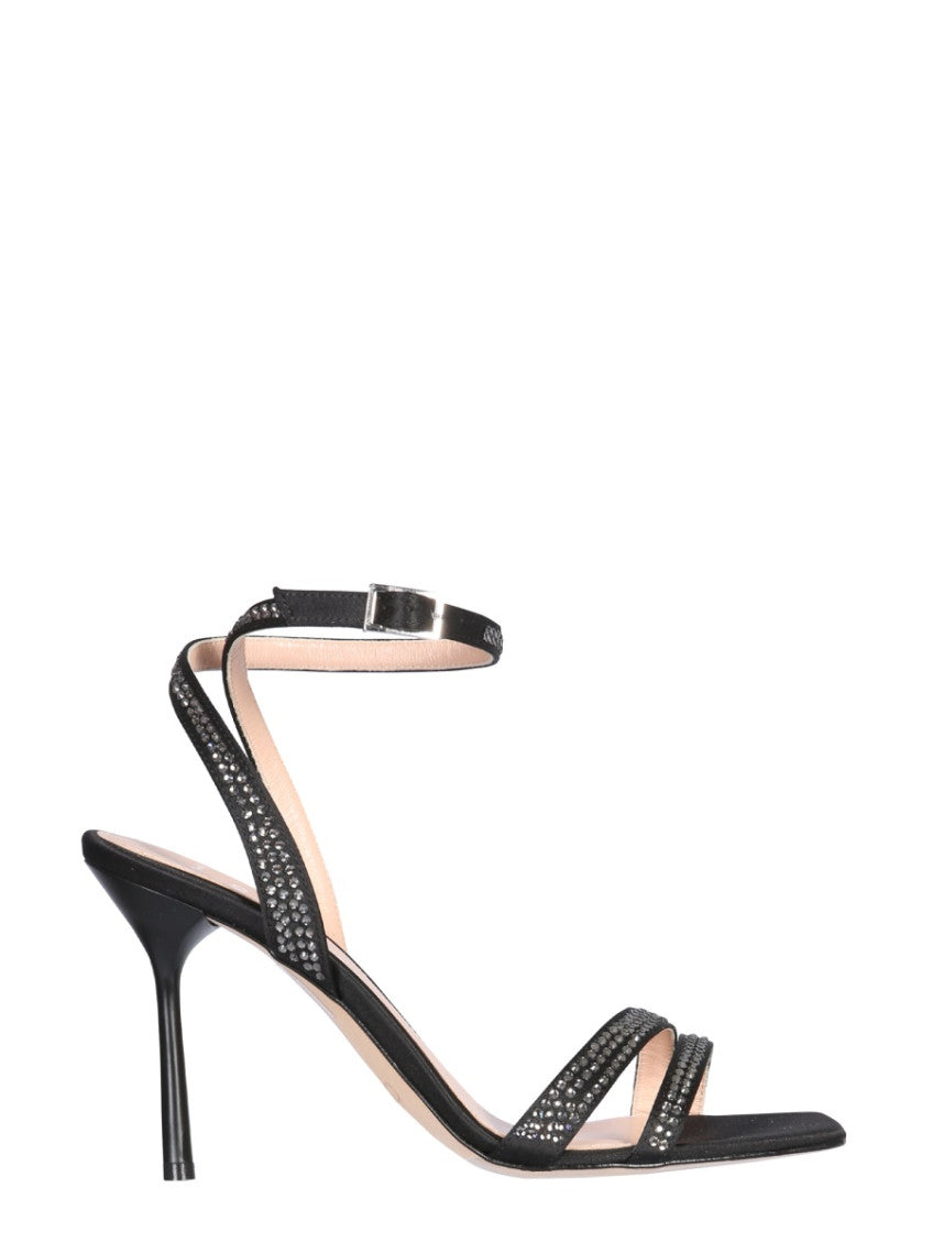Black Embellished Camelia Heels 1