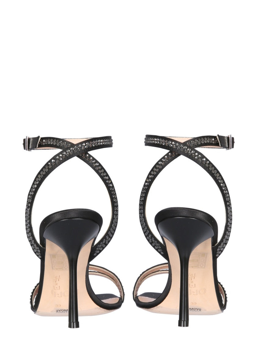 Black Embellished Camelia Heels 3