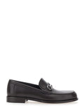 Black Leather Gancini Loafers 1