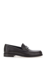 Black Leather Gancini Loafers 1
