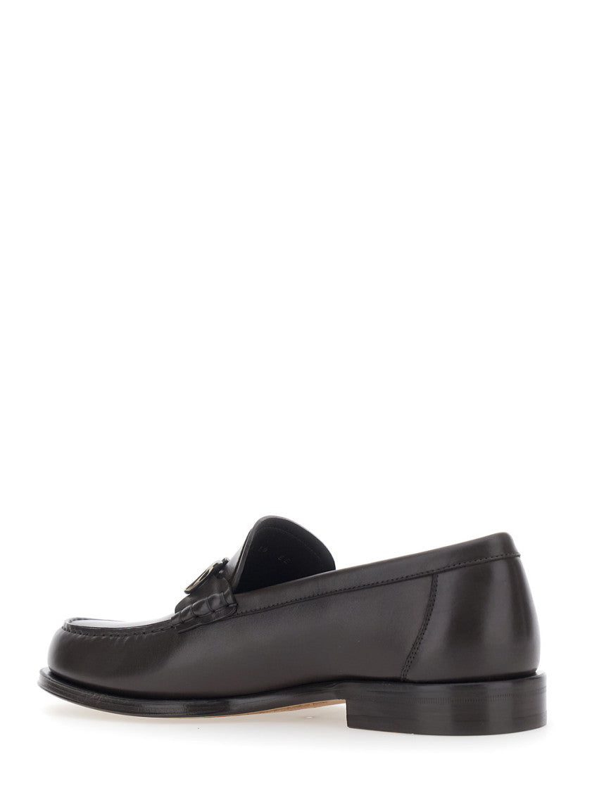 Black Leather Gancini Loafers 3