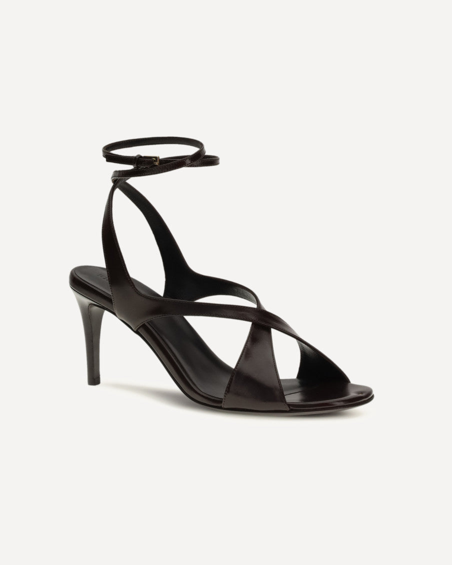 Dark Brown Liria Ankle-strap Heels 5