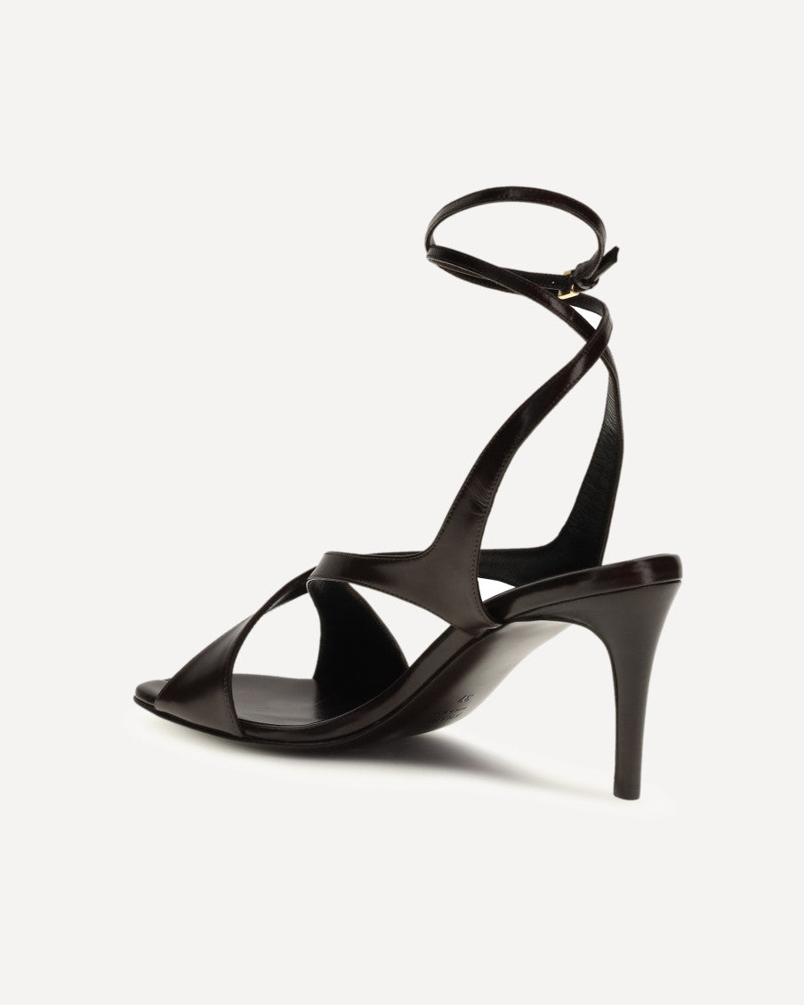 Dark Brown Liria Ankle-strap Heels 6