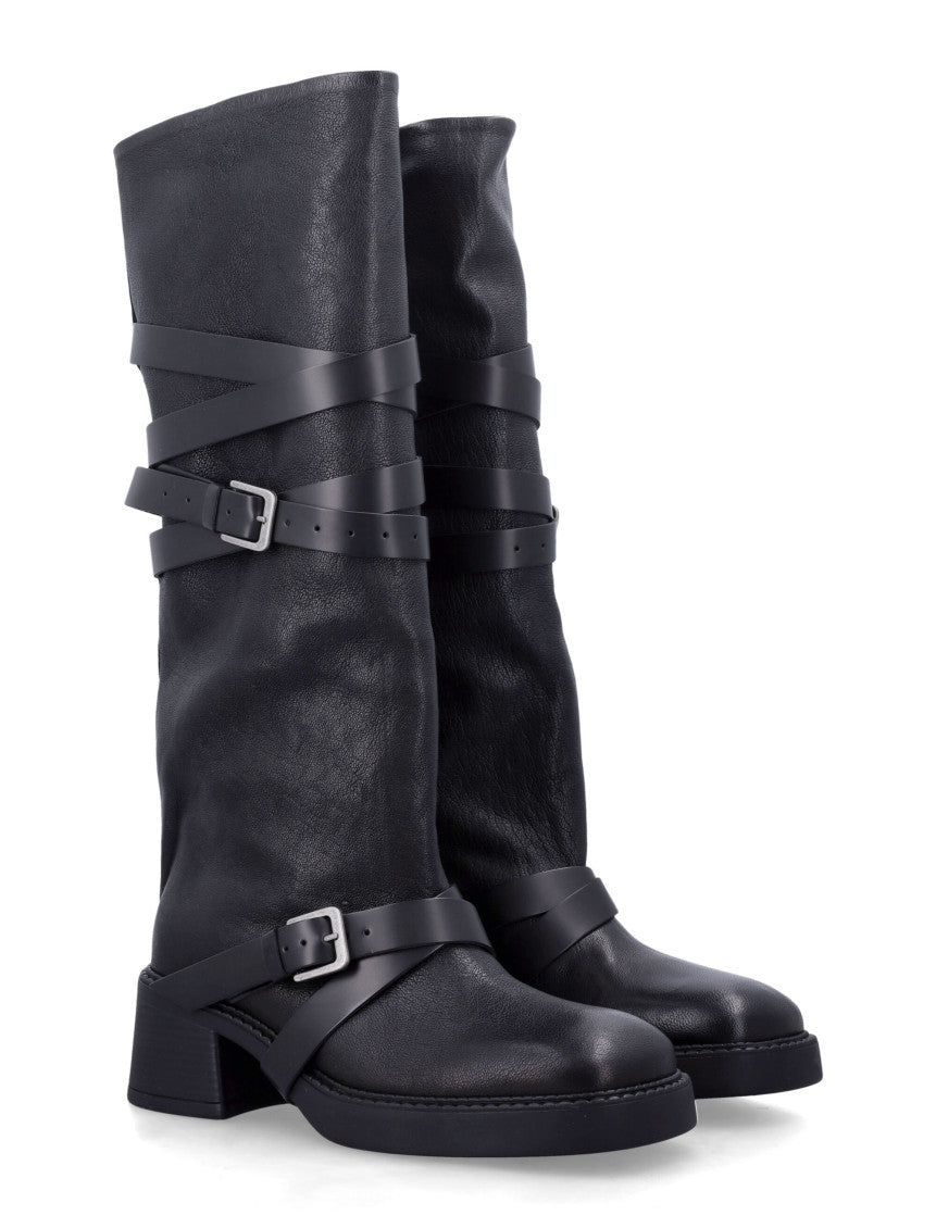Black Miista Leather Boots 2
