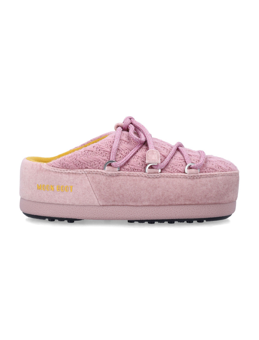 Pink Round-toe Knitted Mules 1
