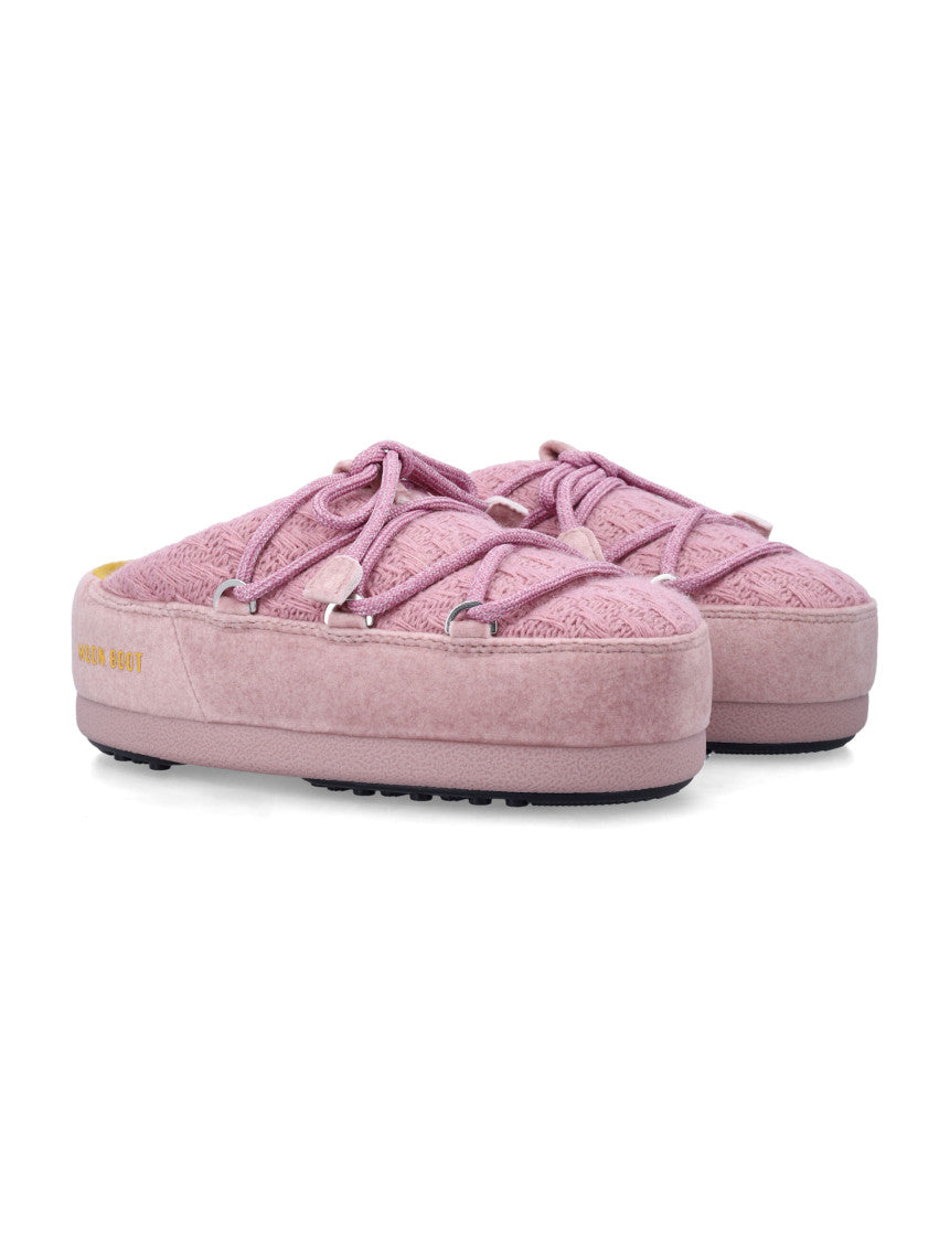 Pink Round-toe Knitted Mules 2