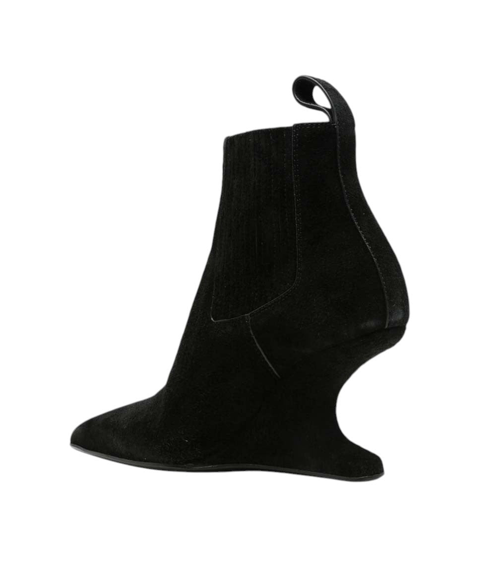 Black Sculptural Wedge Boots 2