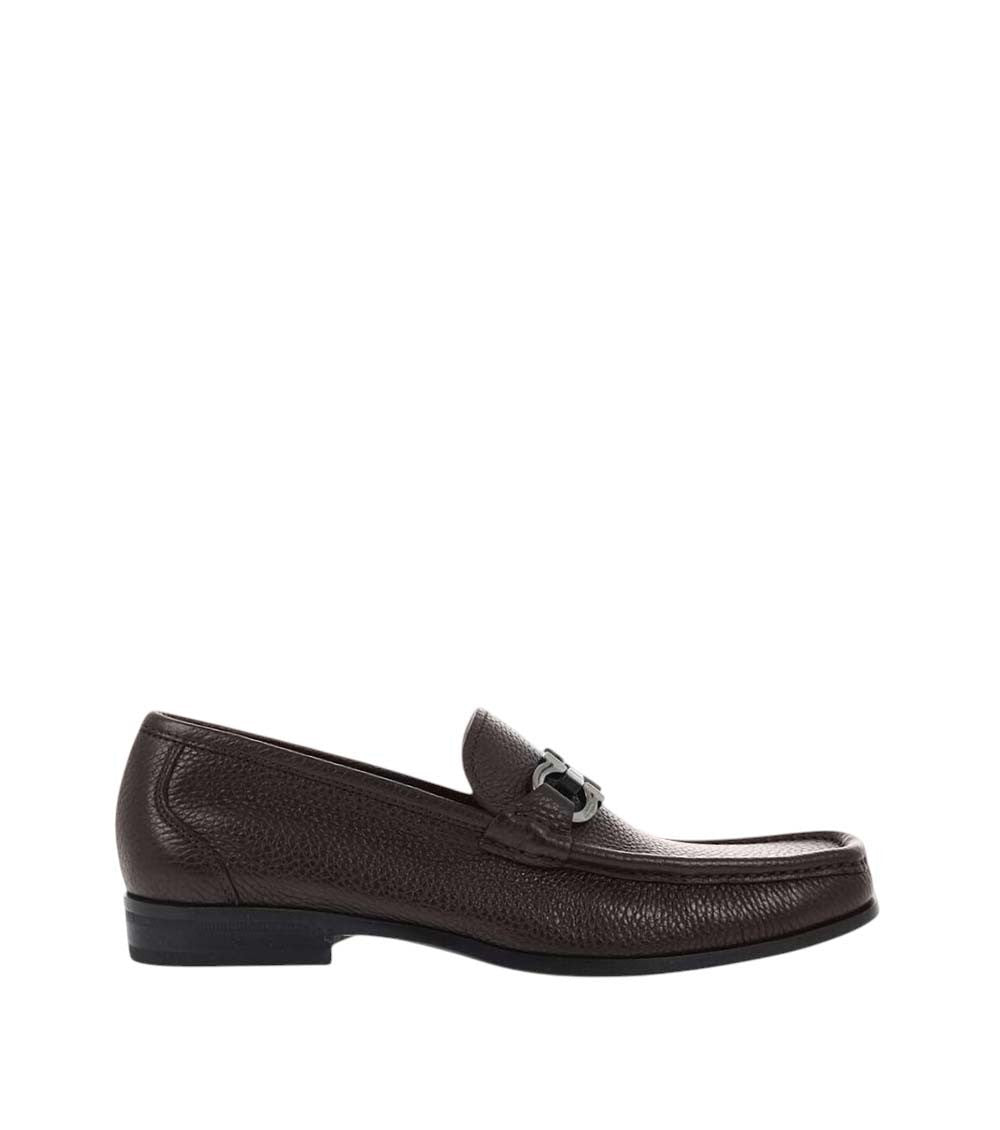 Brown Hammered Leather Loafers 1
