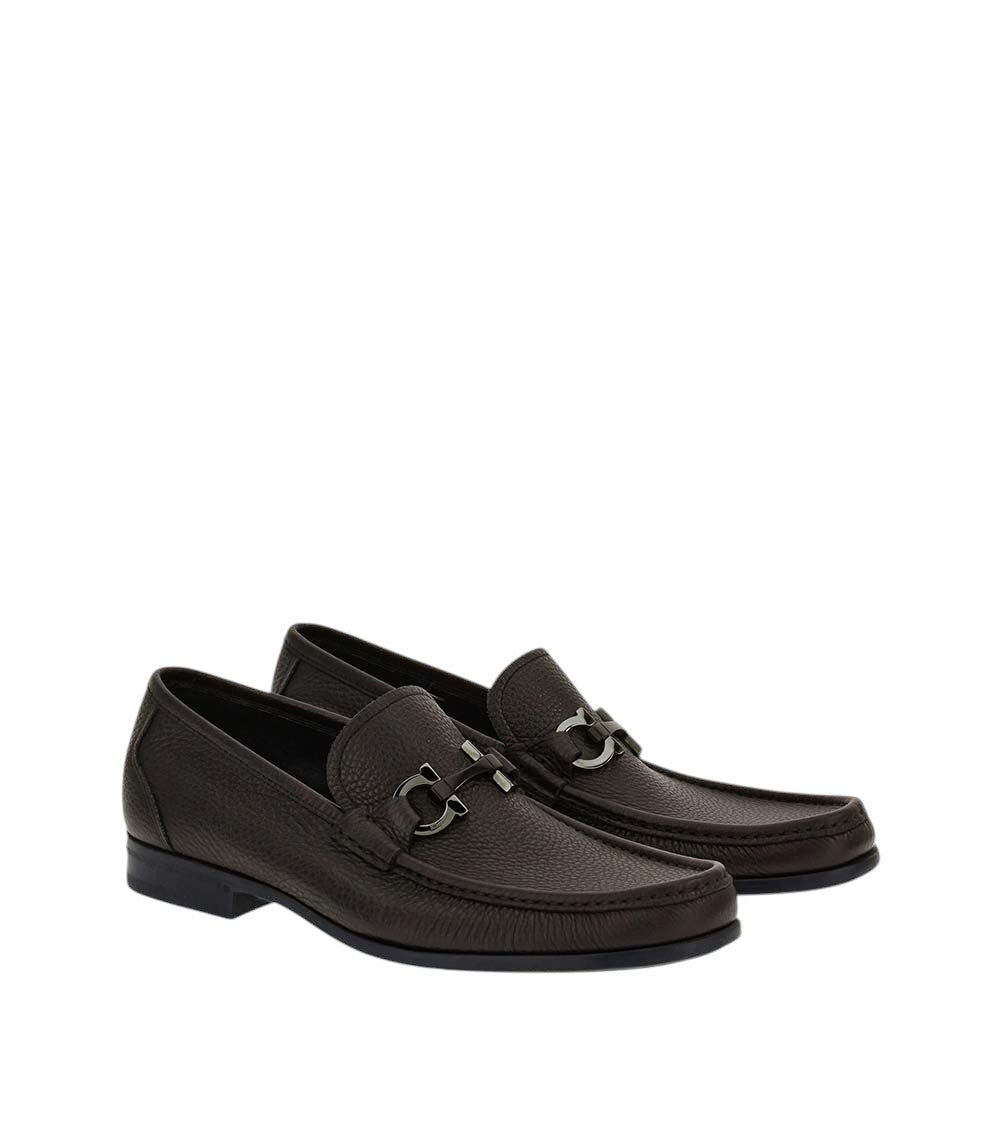 Brown Hammered Leather Loafers 2